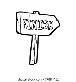 finish sign cartoon
