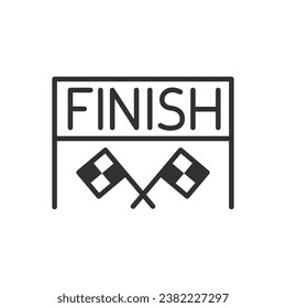 Finish sign, linear icon. Road labelled Finish. The finish of the racetrack. Line with editable stroke