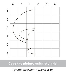Finish the simmetry picture using grid sells, vector kid educational game for preschool kids, the drawing tutorial with easy gaming level for half of Mushroom
