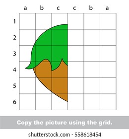 Finish the simmetry picture using grid sells, vector kid educational game for preschool kids, the drawing tutorial with easy game level for half of Hazelnut