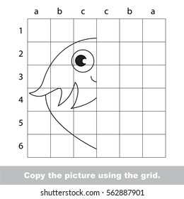 Finish the simmetry picture using grid sells, vector kid educational game for preschool kids, the drawing tutorial with easy game level for half of Hazelnut