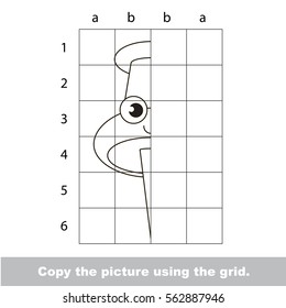 Finish the simmetry picture using grid sells, vector kid educational game for preschool kids, the drawing tutorial with easy game level for half of Pushpin