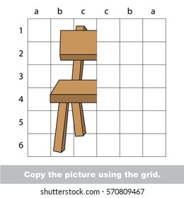 Finish the simmetry picture using grid sells, vector kid educational game for preschool kids, the drawing tutorial with easy game level for half of Chair