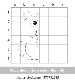 Finish the simmetry picture using grid sells, vector kid educational game for preschool kids, the drawing tutorial with easy game level for half of Backpack