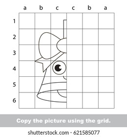 Finish the simmetry picture using grid sells, vector kid educational game for preschool kids, the drawing tutorial with easy gaming level for half of Happy Bell