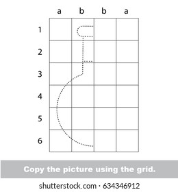 Finish the simmetry picture using grid sells, vector kid educational game for preschool kids, the drawing tutorial with easy gaming level for half of Glass Vial Tube.