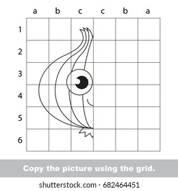 Finish the simmetry picture using grid sells, vector kid educational game for preschool kids, the drawing tutorial with easy gaming level for half of Funny Onion