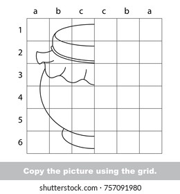Finish the simmetry picture using grid sells, vector kid educational game for preschool kids, the drawing tutorial with easy gaming level for half of Small Potty