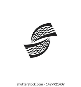 Finish and start flag banner logo icon vector template design