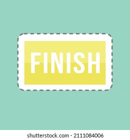 Finish Sticker in trendy line cut isolated on blue background