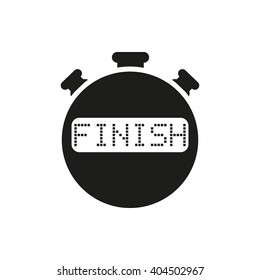 The finish stopwatch icon. Clock and watch, timer, countdown symbol. UI. Web. Logo. Sign. Flat design. App. Stock vector