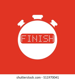 The finish stopwatch icon. Clock and watch, timer, countdown, stopwatch symbol. UI. Web. Logo. Sign. Flat design. App. Stock vector