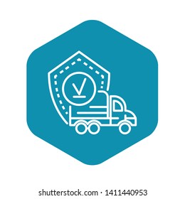 Finish truck delivered icon. Outline finish truck delivered vector icon for web design isolated on white background
