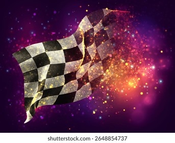 Finish, vector 3d flag with a splash of paint dots, explosion of colored dots
