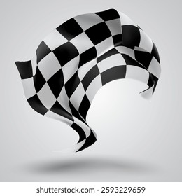 Finish, vector 3d flag with waves on a white background