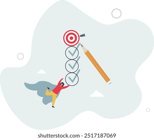 Finish work and achieve goal, responsibility, effort,flat design with people.