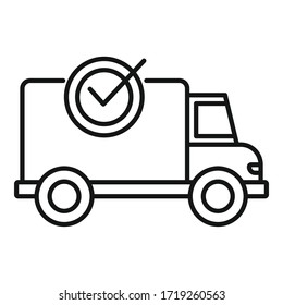 Finished delivery icon. Outline finished delivery vector icon for web design isolated on white background