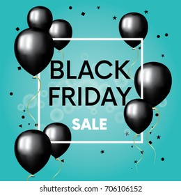 The finished design of the poster, banner or flyer "Black Friday". Vector illustration with balloons. Shops and sales. Discounts. Fashion, style and shopping.