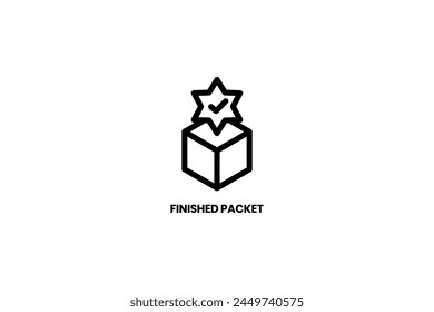 diseño de icono de estilo de esquema de comercio electrónico de paquete terminado