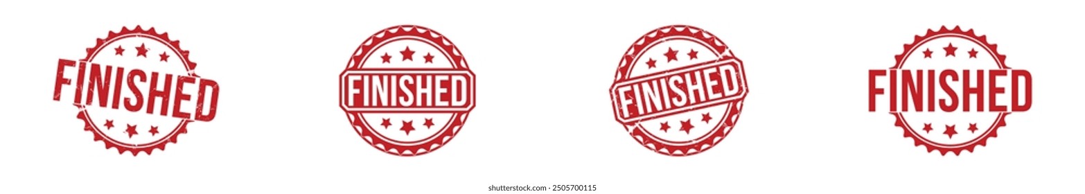 Roter Gummistempel auf weißem Hintergrund. Stempelzeichen beendet. Endstempel.