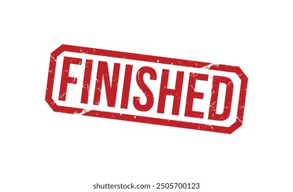 Finished Red rubber stamp on white background. Finished stamp sign. Finished stamp.
