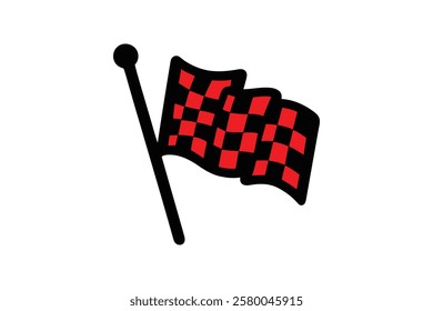 "Finishing Flags Vector Icons – Black red Race Flag Symbols"