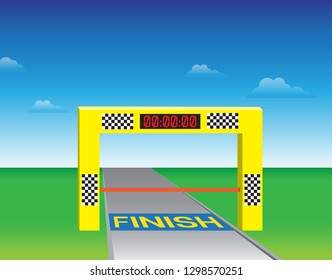 Finishing gates with a clock. Vector. Illustration
