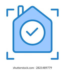 Finishing Icon With Blue Color For Construction Management and Building Industry