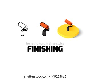 Finishing icon, vector symbol in flat, outline and isometric style