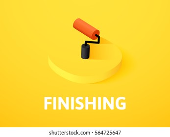 Finishing icon, vector symbol in flat isometric style isolated on color background