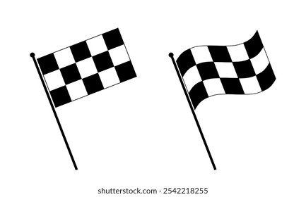Ponto de chegada Sinalizador isolado, Ícone do sinalizador de corrida definir vetor. Bandeira de corrida, design quadriculado, bandeira de esportes, carro moto show, finalizar bandeira vetor ilustração. Bandeira vermelha para esportes. início e fim.