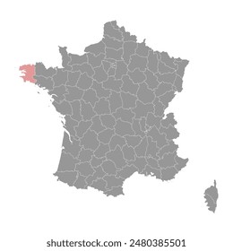 Finistere department map, administrative division of France. Vector illustration.