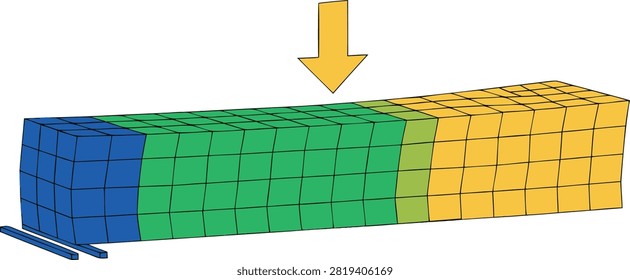 Finite element analysis beam deformation vector illustration