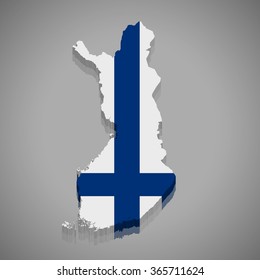 Finland - 3D map and flag