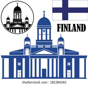 Finland. Abstract buildings on white background