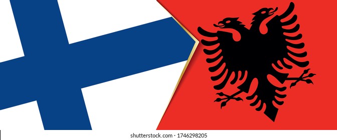Banderas de Finlandia y Albania, dos banderas vectoriales símbolo de relación o enfrentamiento.