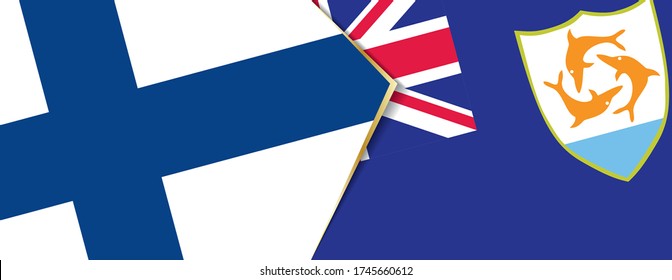 Finland and Anguilla flags, two vector flags symbol of relationship or confrontation.