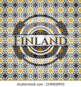 Finland arabic style badge. Arabesque decoration. 