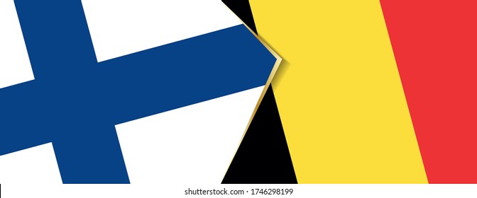 Finland and Belgium flags, two vector flags symbol of relationship or confrontation.