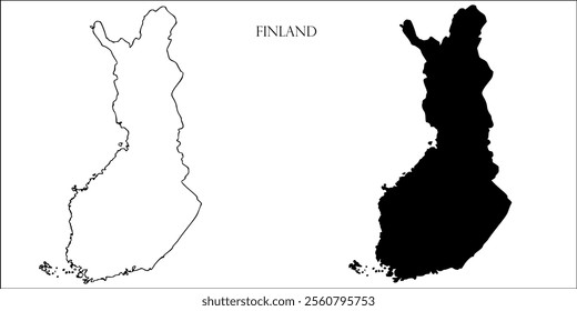 Finland Blank Map, Finland Map Outline Vector Images