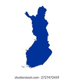 Blaue Landkarte von Finnland. Finnland-Kartenvektor. Finnland-Karte auf weißem Hintergrund