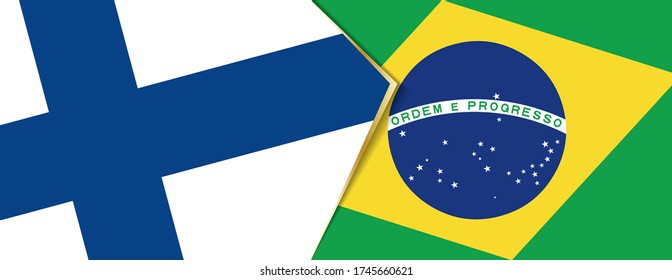 Banderas de Finlandia y Brasil, dos banderas vectoriales símbolo de relación o enfrentamiento.
