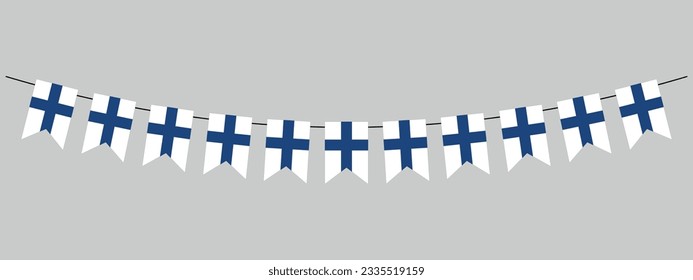 Finland bunting garland, string of finnish pennants, vector decorative flag garland for party, carnival, festival, celebration, National Day of Finland