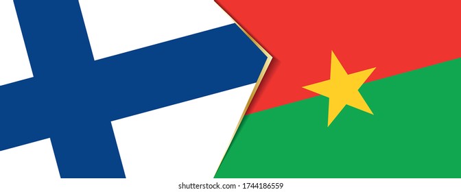 Finland and Burkina Faso flags, two vector flags symbol of relationship or confrontation.