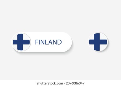 Finland button flag in illustration of oval shaped with word of Finland. And button flag Finland. 