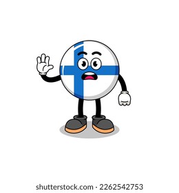 finland cartoon illustration doing stop hand , character design