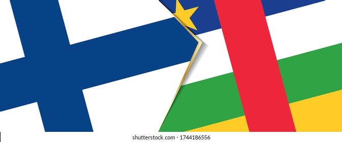 Finland and Central African Republic flags, two vector flags symbol of relationship or confrontation.
