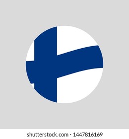 Finland circle flag icon. Waving Finnish badge. Vector illustration.