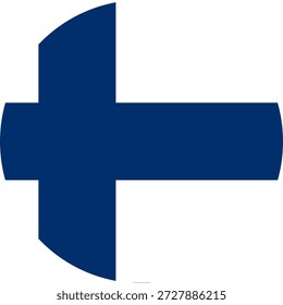 Finnische Kreisfahne, Vektor. Finnische Rundfahne mit dem legendären blauen Nordischen Kreuz auf weißem Hintergrund