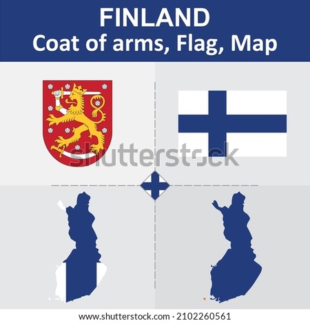 Finland Coat of Arms, Flag and Map